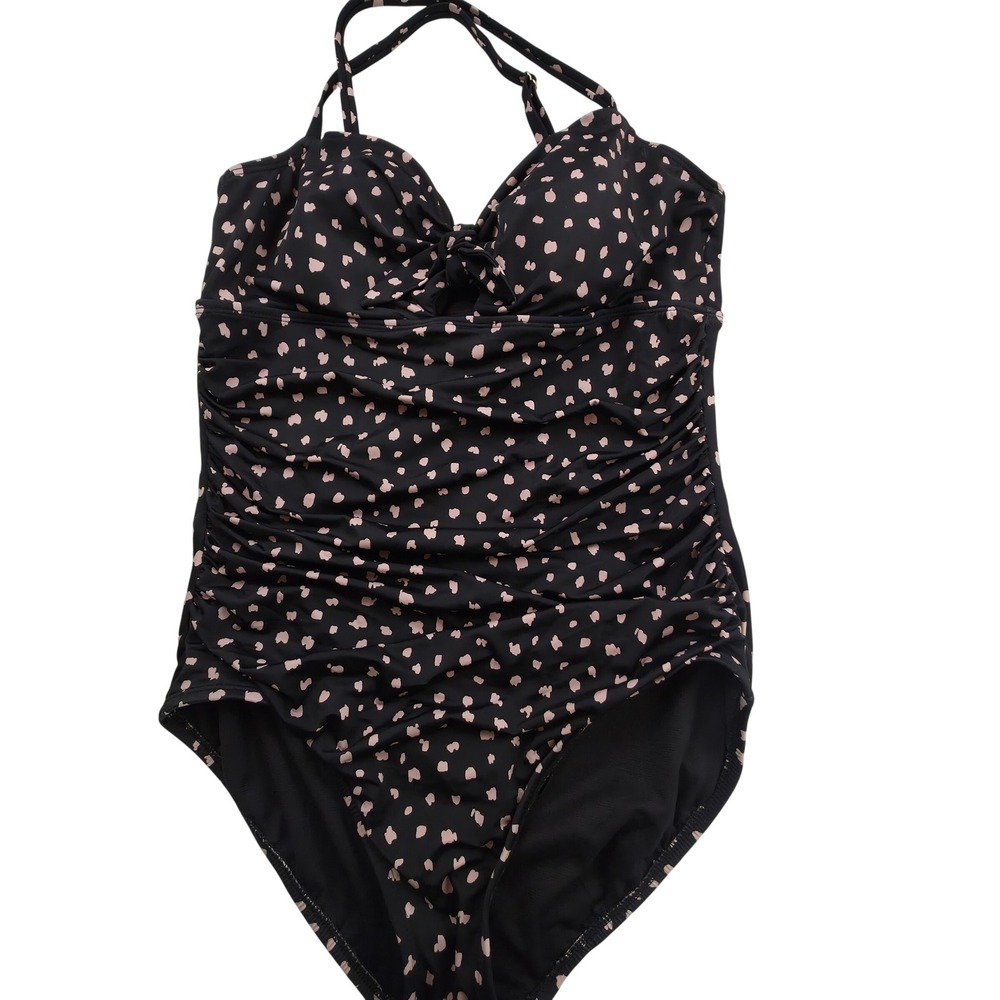 Trimshaper One Piece Swimsuit Womens 14 Black Pink Ruched Tummy Control 6550021